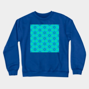 Groovy sixties geometric pattern in blue and green tones Crewneck Sweatshirt